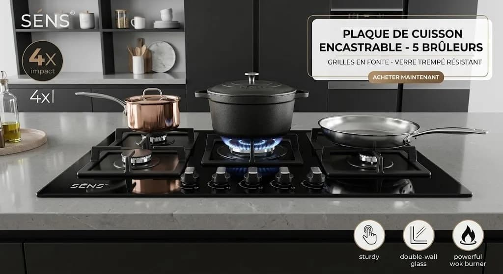 PLAQUE DE CUISSON ENCASTRABLE 5 bruleurs